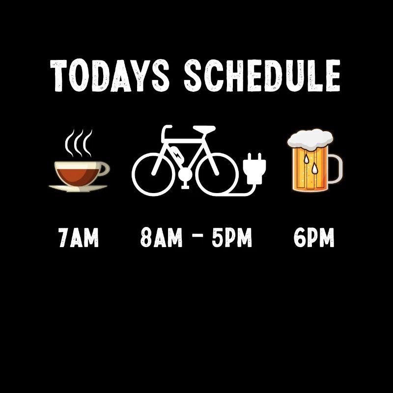Lustiger heutiger Zeitplan Kaffee Ebike Bier
