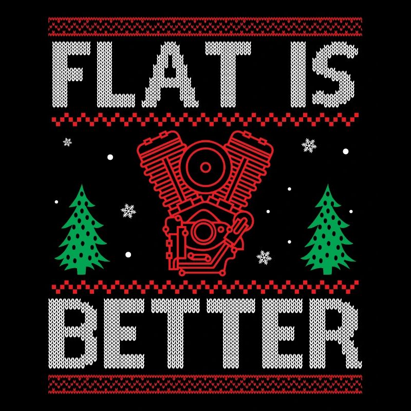 Engine Car Tuning Ugly Christmas - Flat Is Better