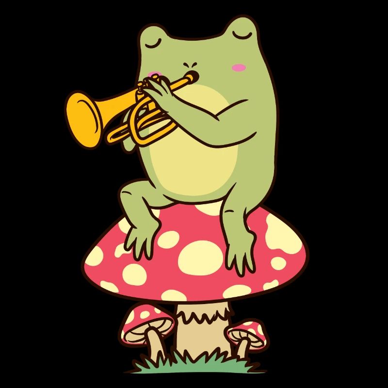 Frosch Auf Pilz Mit Trompete Trompeter