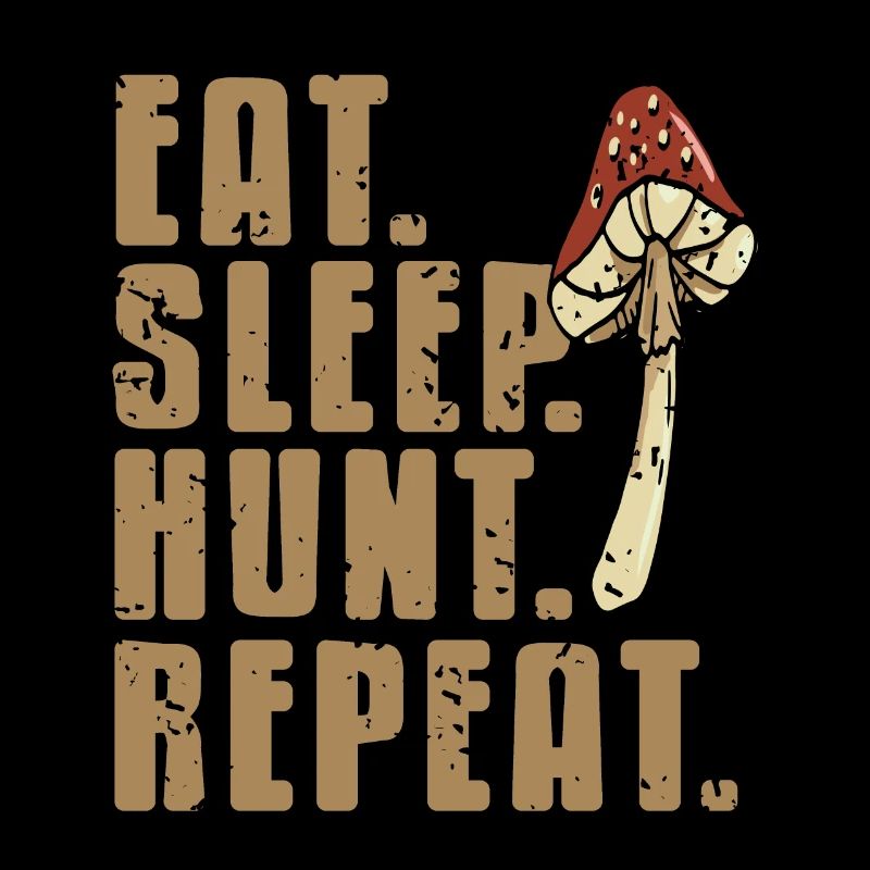 Eat Sleep Hunt Repeat Cool Retro Mushroom Hunter