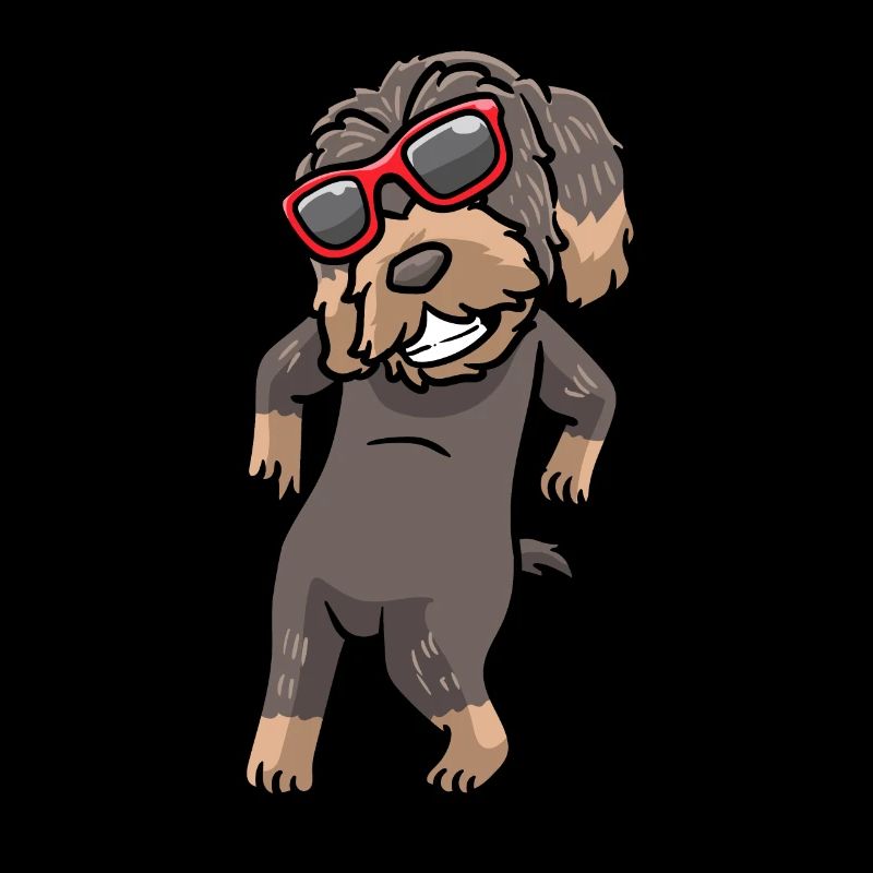 Wire-haired dachshund dog with sunglasses dancing