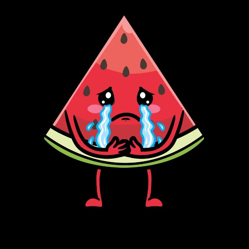 Watermelon Sad Crying Emoticon Melon Fruit