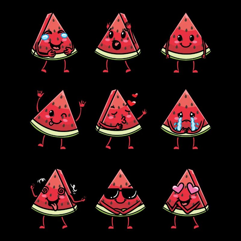 Pastèque Melon Emoticon Fruit Kawaii