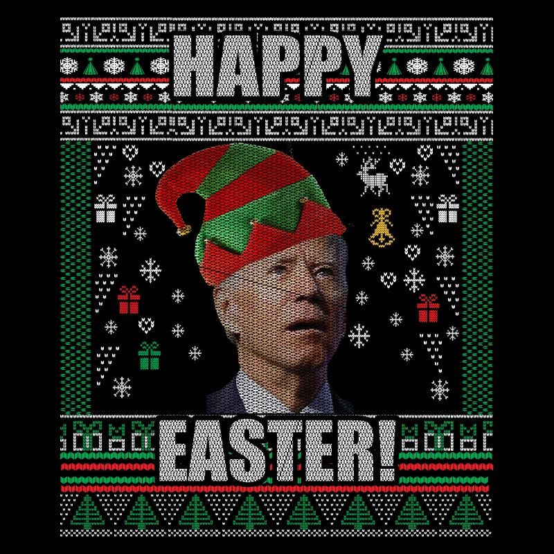 Drôle Biden Pull de Noël moche Joyeuses Pâques