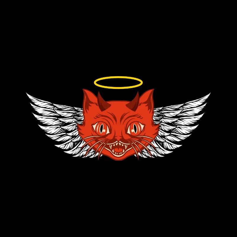 Angel and devil cat