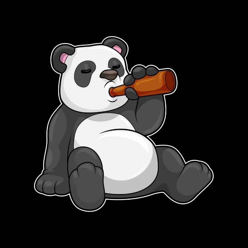 Panda avec une bouteille de bière