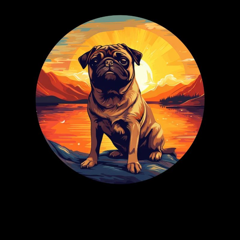 Pug in the sunset: A round idyll