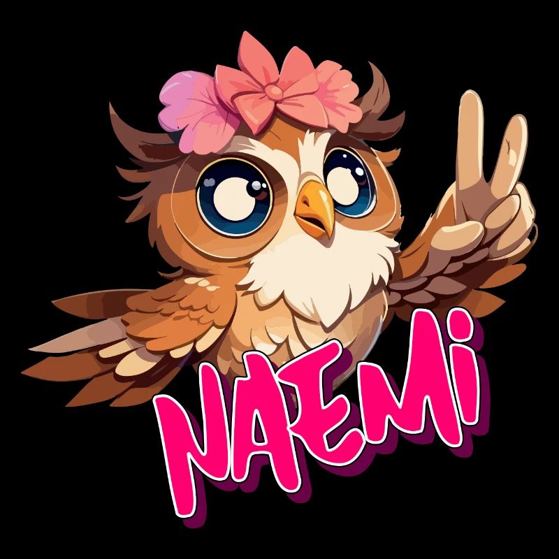 NAEMI - Schöner Mädchen Name mit süßer EULE
