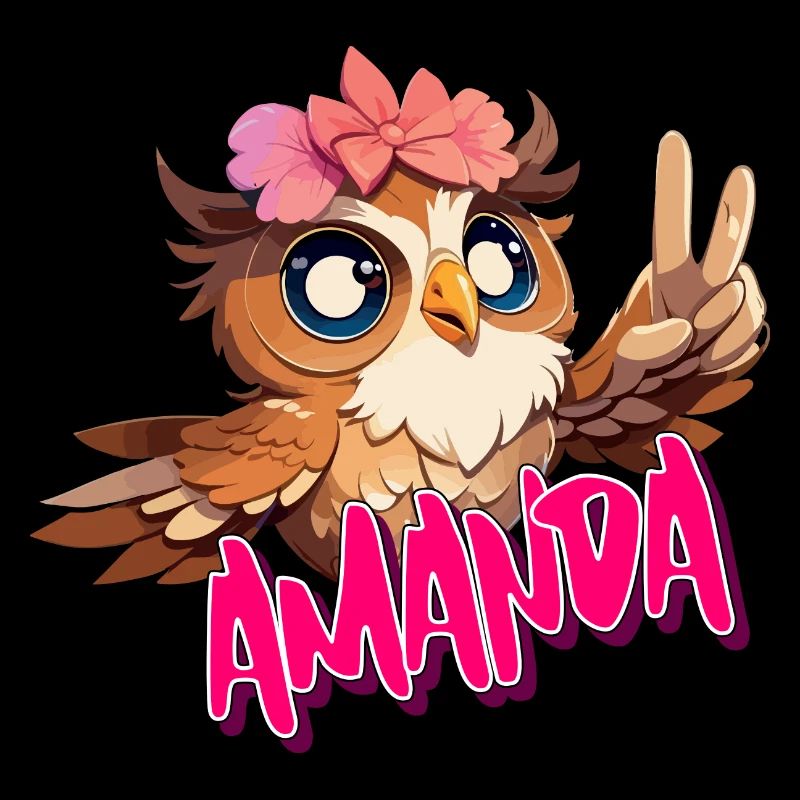 AMANDA - Schöner Mädchen Name mit süßer EULE