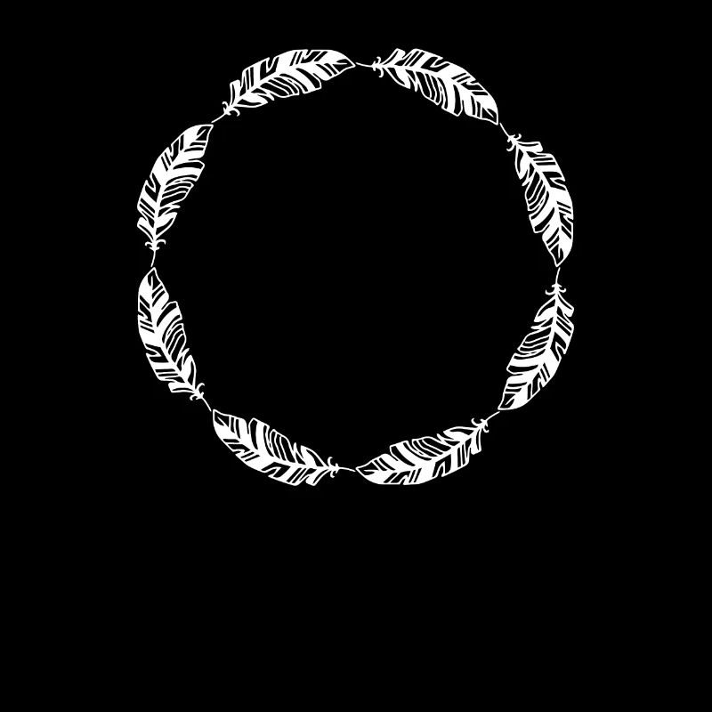 Outline Circle Frame Feather Feather Design