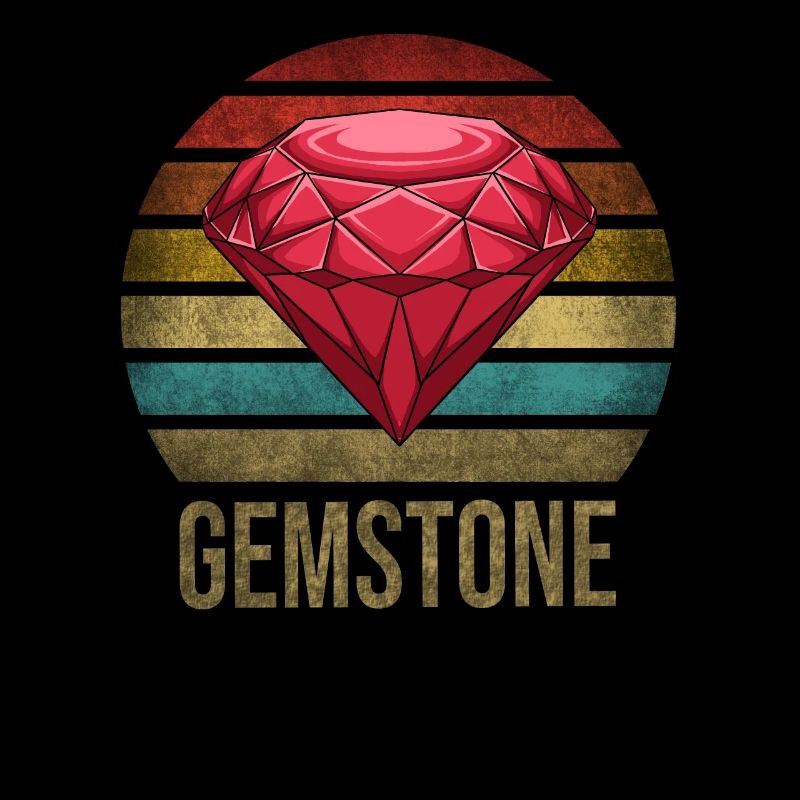 Ruby Gemstone Retro Sunset