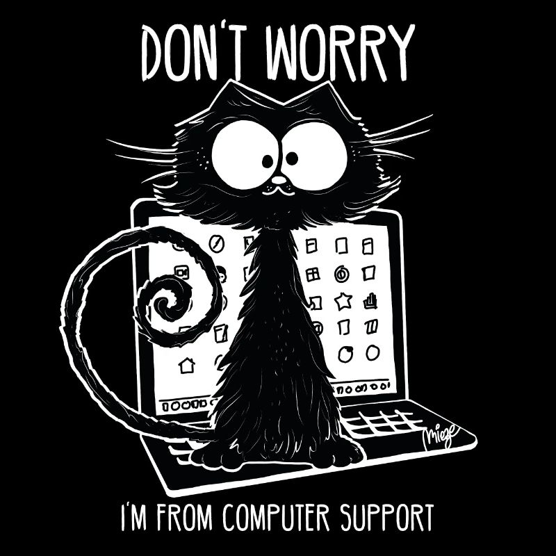 Black Cat Funny Saying Computer Support