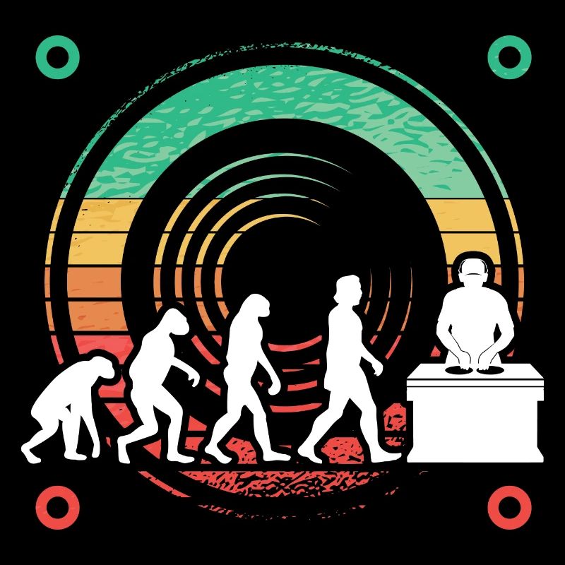 Evolution de l’homme DJ Techno Vinyle Rétro Vintage