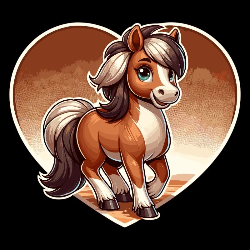 Cheval avec du cœur dans un style comique