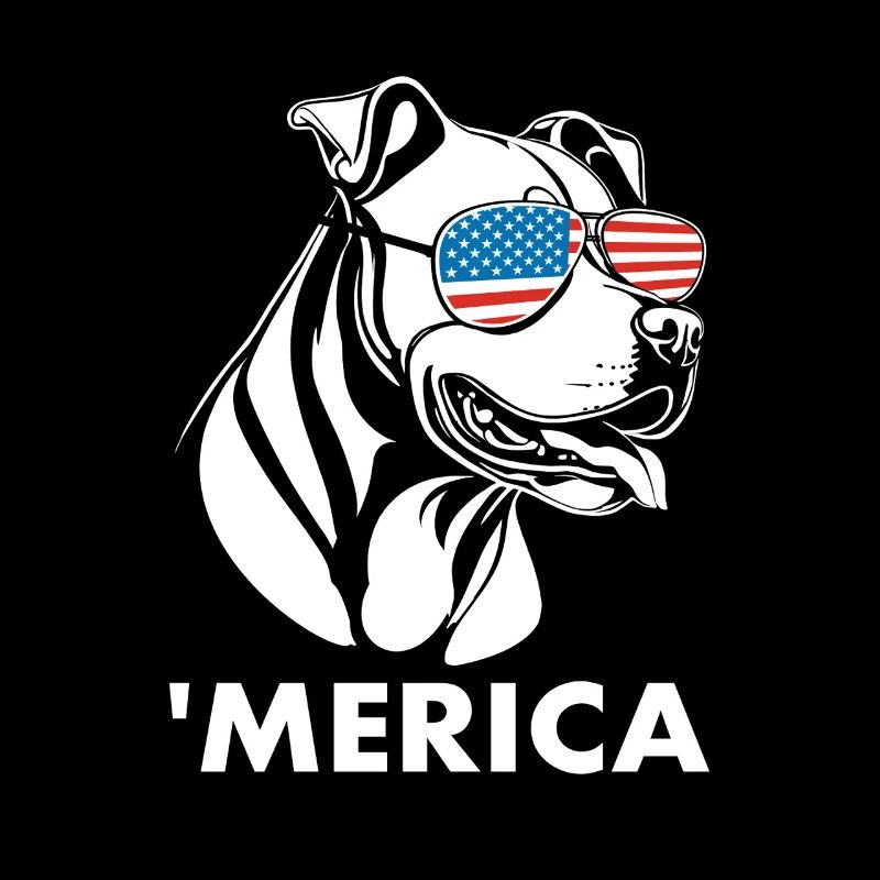 Pitbull Terrier avec lunettes de soleil 4 juillet Merica