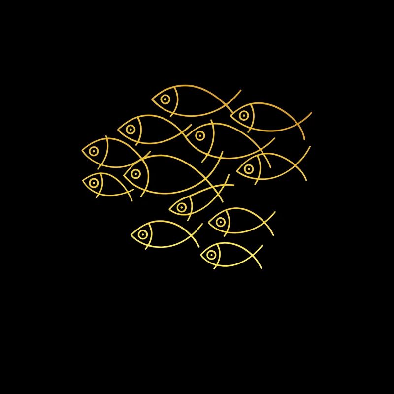École jaune de poisson Line Art Artwork