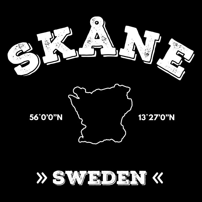 Skåne Sweden Map Simplistic With Coordinates