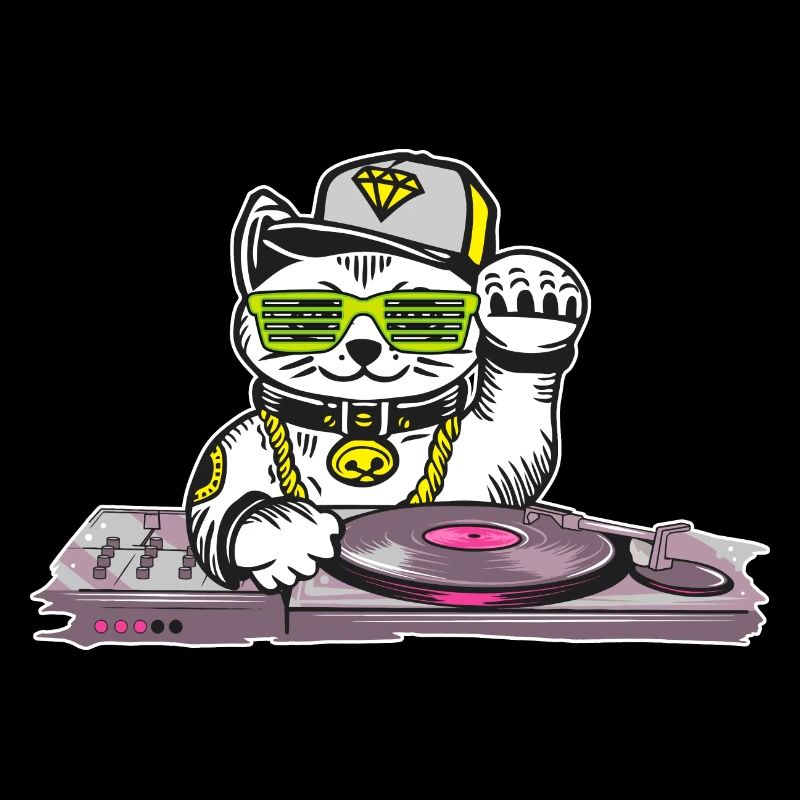 Cat DJ Techno Music Lovers Electro Musicians