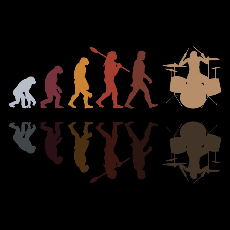 Evolution de l’homme Drums Band Retro Vintage Drummer