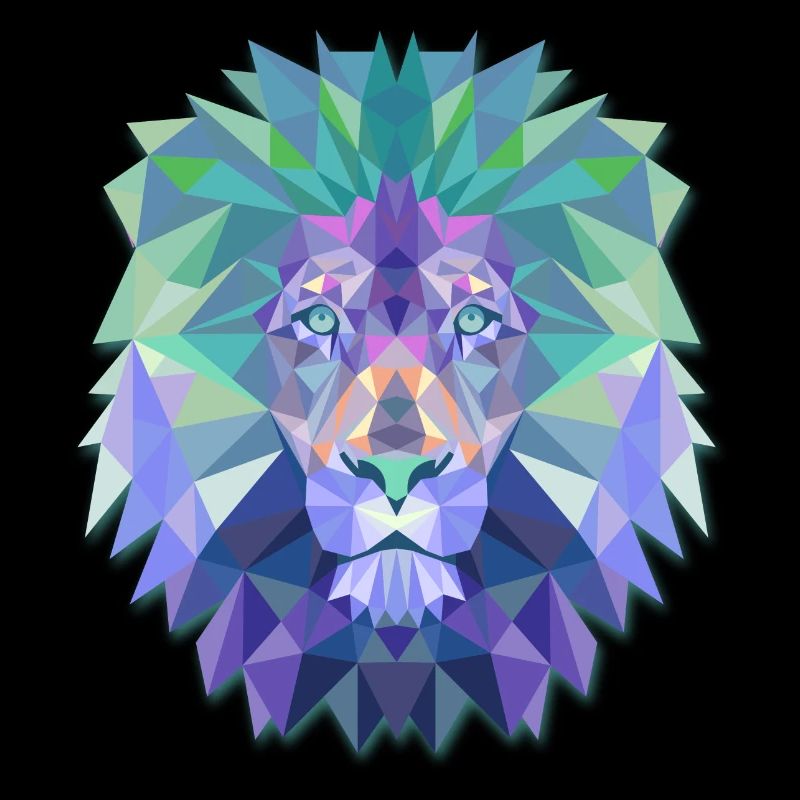 Löwenkopf polygonale abstrakte Farben Leo King Geschenk