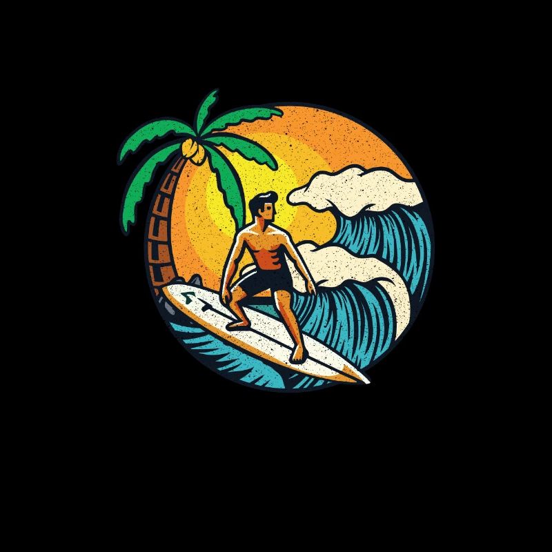 Surfer rides a wave