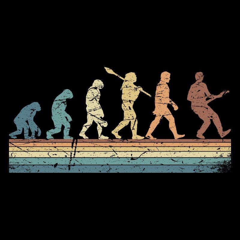 Human Evolution Guitar Band Retro Vintage
