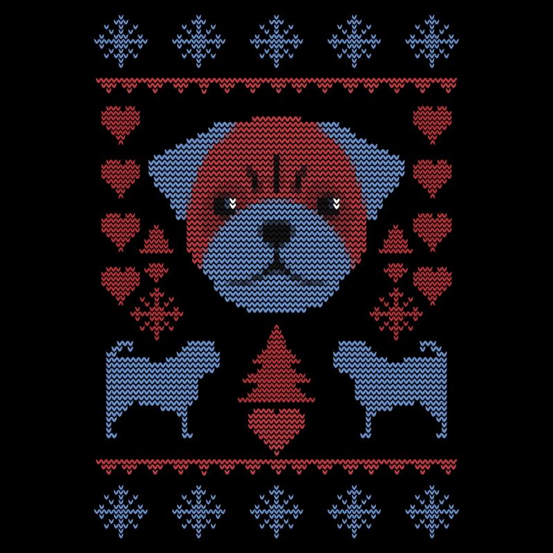 Mops Noël dans Strick Optique
