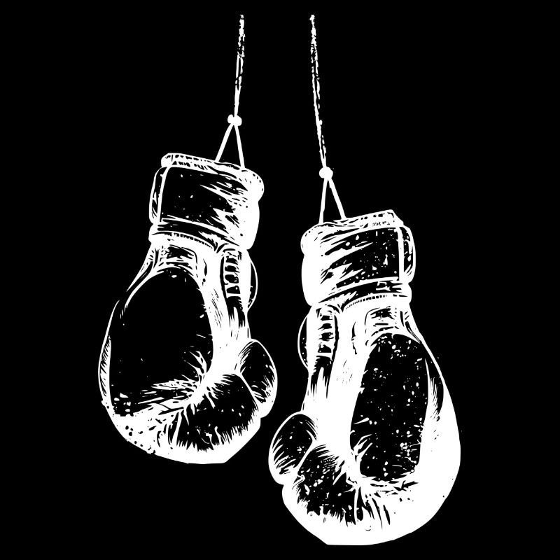 Gants de boxe suspendus en blanc