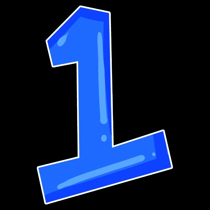 Zahl 1 blau