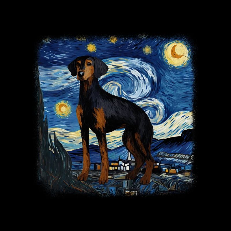Black and Tan Coonhound Van gogh starry night