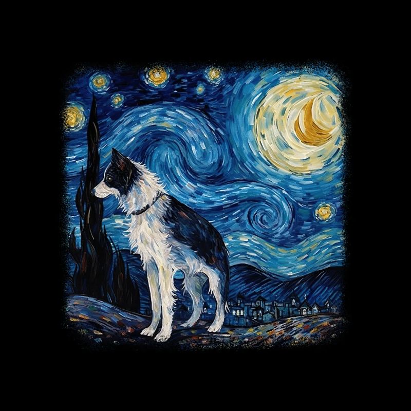 Border Collie Van gogh starry night