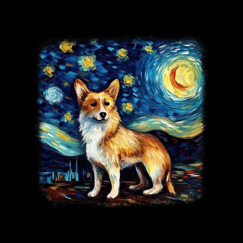 Nuit étoilée galloise Corgi Van Gogh