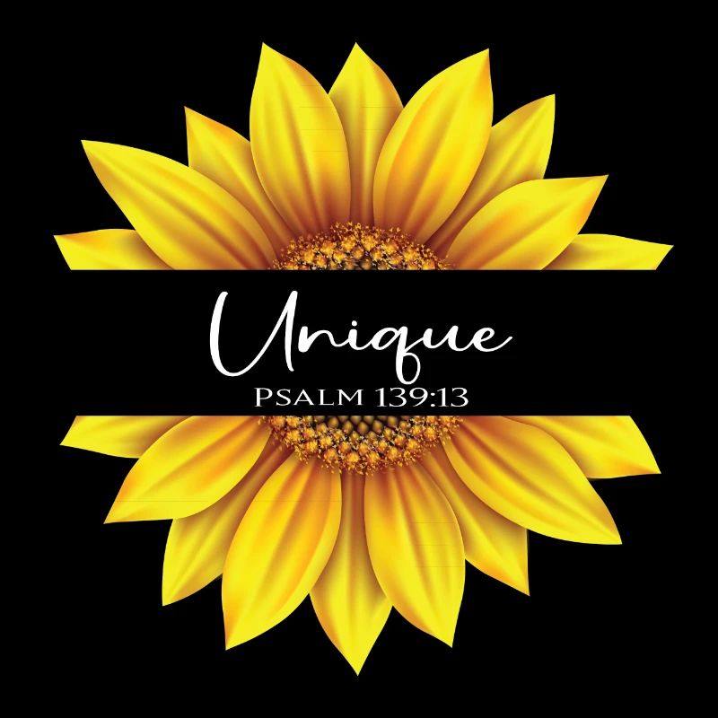 Christliches Sonnenblumendesign Ich bin einzigartig Psalm 139: