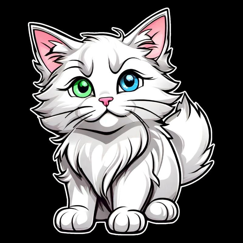 Chat blanc mignon avec des yeux différents