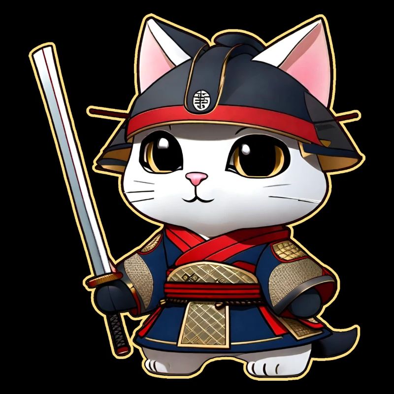 Mignon chat samouraï