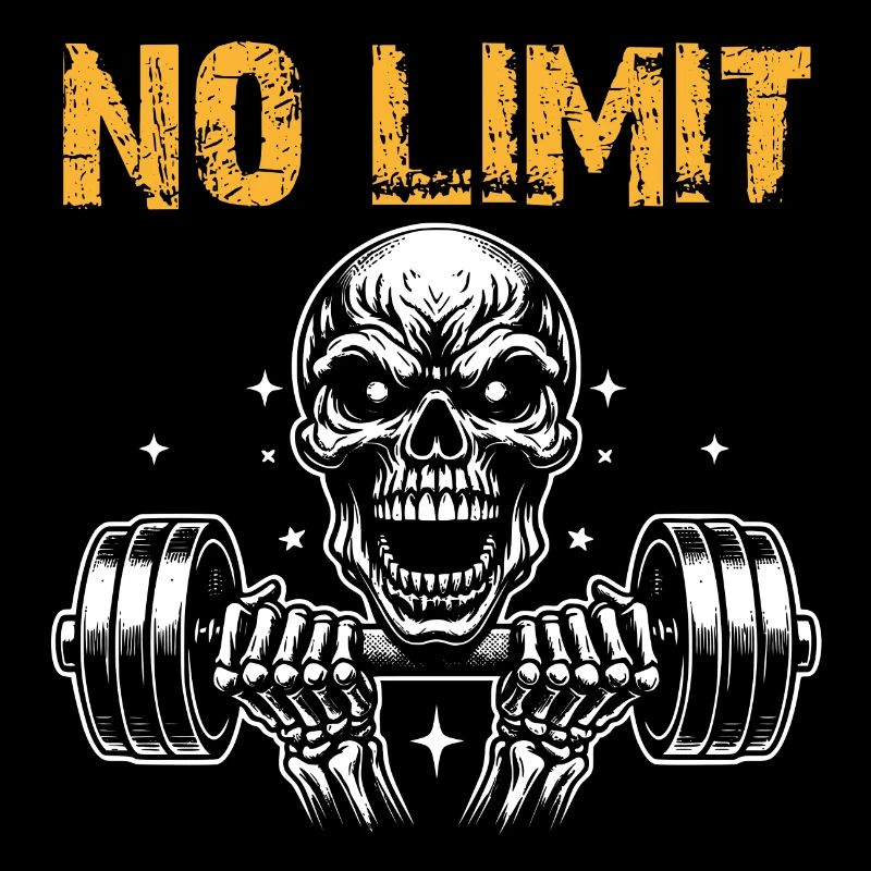No Limit Hard Workout Skull with Dumbbell