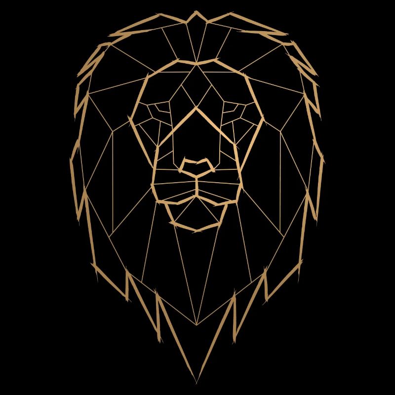 Lion Geometric Geometry - Gold Colored