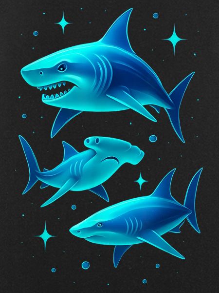 Futuristic Neon Shark Illustration