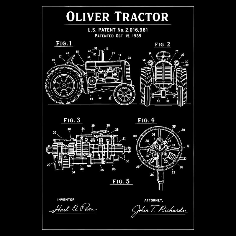 Oliver Traktor Blueprint Patent-Artwork