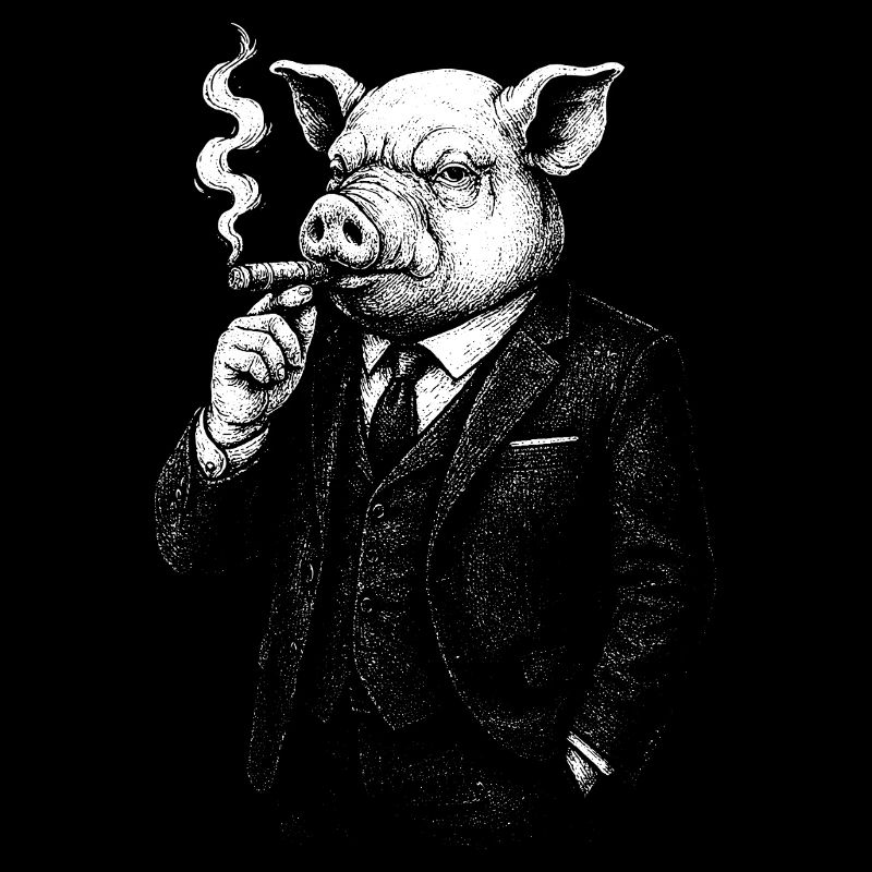Dapper Pig in a Smoking Suit