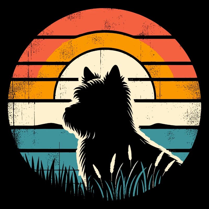 Cairn Terrier Vintage coucher de soleil