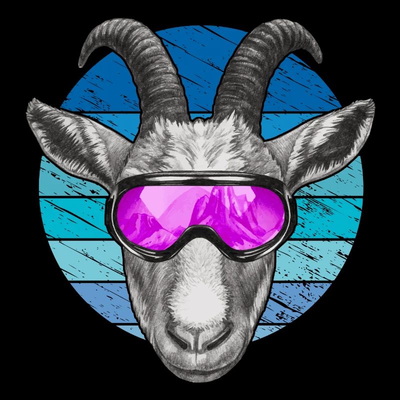Funny goat with ski goggles