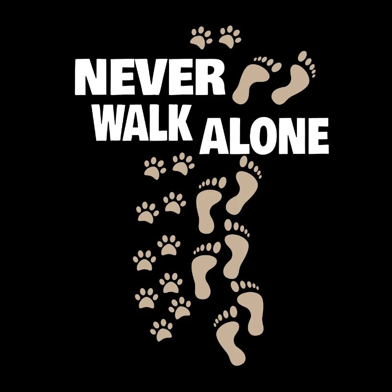 Hund Mann Frau Gassi gehen Never Alone Geschenk