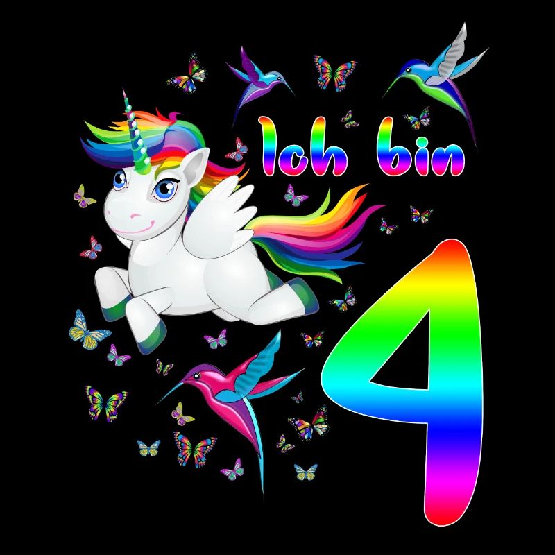 Ich bin 4. Vierter Geburtstag mit Einhorn