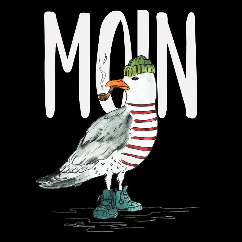 PLATTDEUTSCHER SPRUCH MIT MÖWE