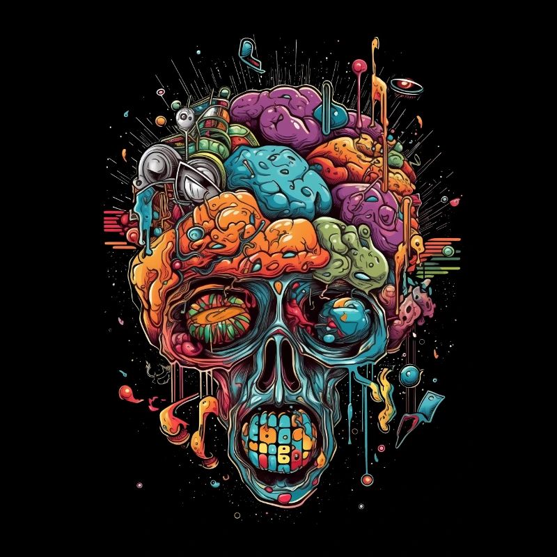 Surrealistic, psychedelic skull