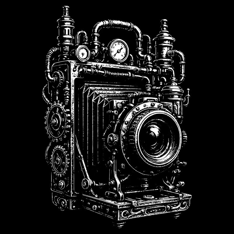 Vintage Steampunk Camera Sketch