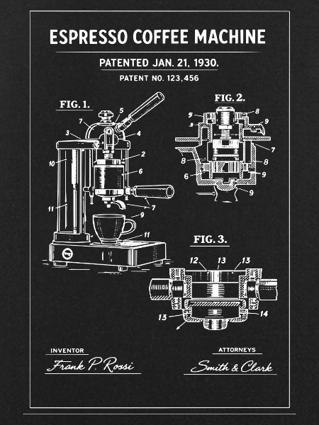 Espresso Machine Blueprint Sketch