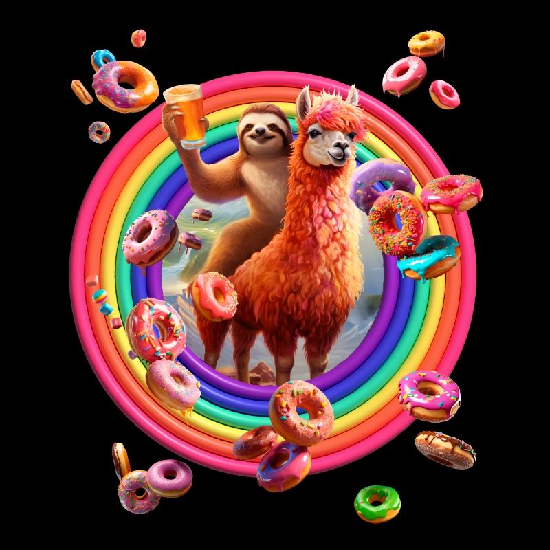 Alpaka Faultier Regenbogen Donuts