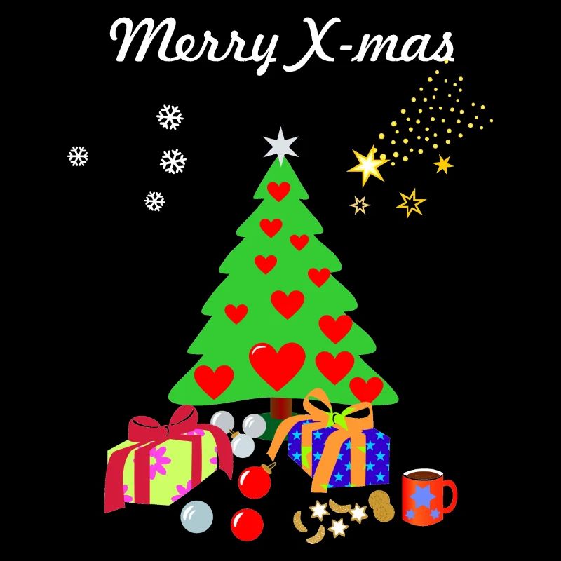 Merry X-mas, Christmas Tree with decorations.